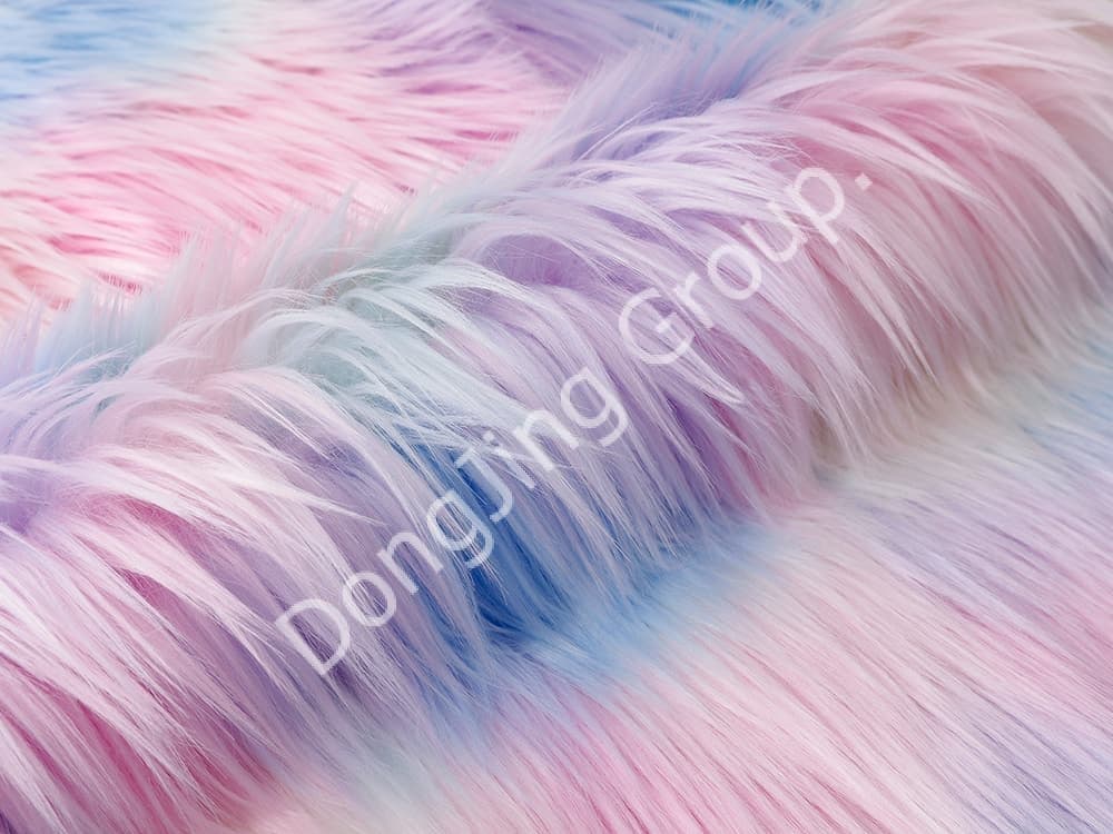 DW0020-jacquard de cinco colores azul, rosa y amarillo faux fur fabric