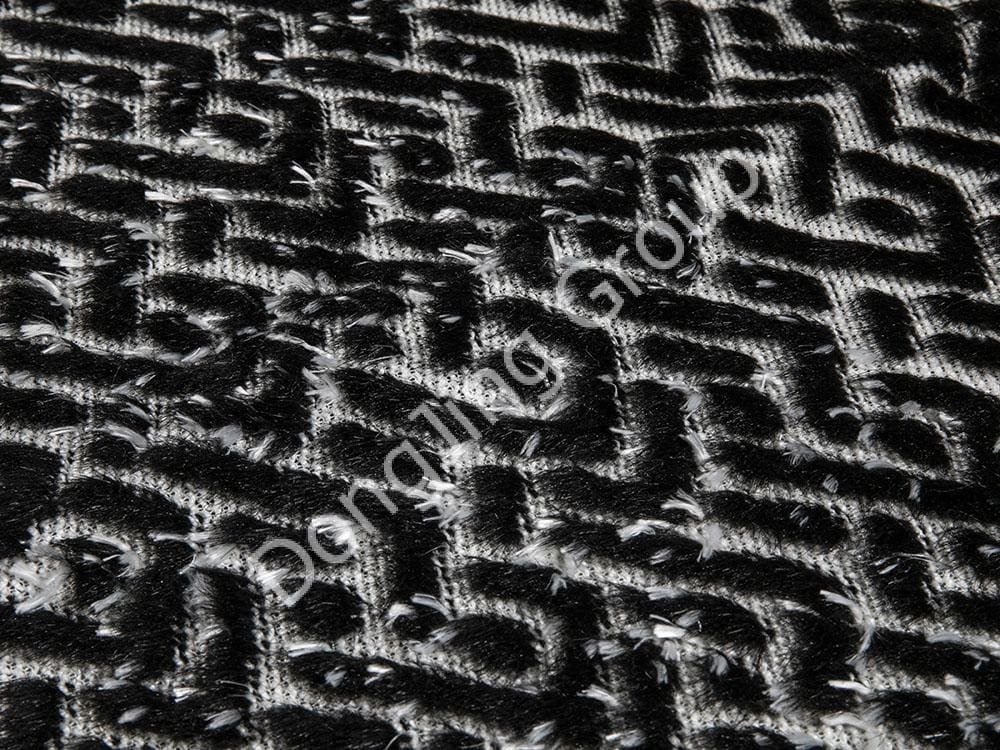 8HW0242-Pelo de conejo en forma de aguja de palo blanco levantado negro faux fur fabric