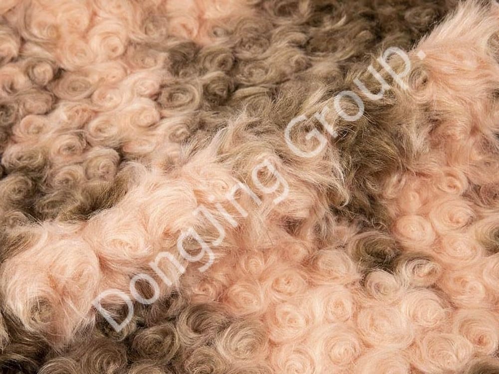 8HW0277-Pelo de conejo de flores cepillado marrón faux fur fabric