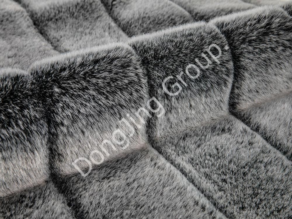 8KW0194-Pelo de conejo desplumado negro faux fur fabric