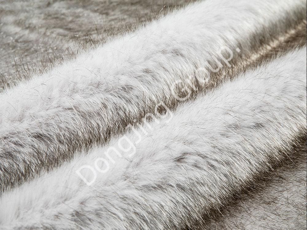 9HG0091-Pelo de zorro café teñido blanco roto faux fur fabric