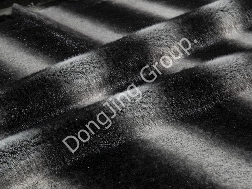 9HG0155-Pelo de conejo negro dibujado faux fur fabric