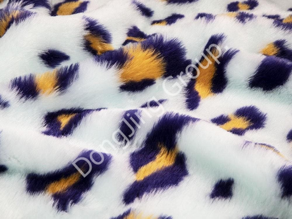 9HW0390-Jacquard tricolor (amarillo Landi) estampado de leopardo círculo leopardo faux fur fabric