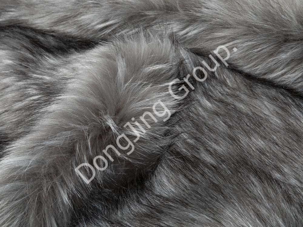 9HW0652-Punta estampada jacquard bicolor faux fur fabric