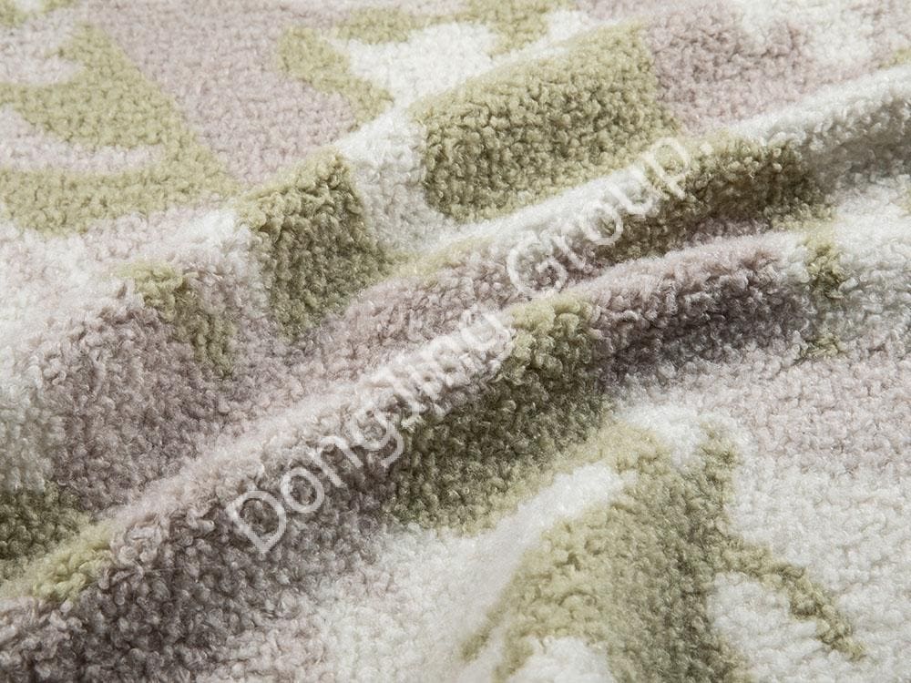 9KW0368-Lana imitación avena tricolor camuflaje verde faux fur fabric