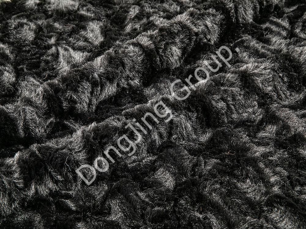 9T2446-Pelo de conejo cepillado negro faux fur fabric