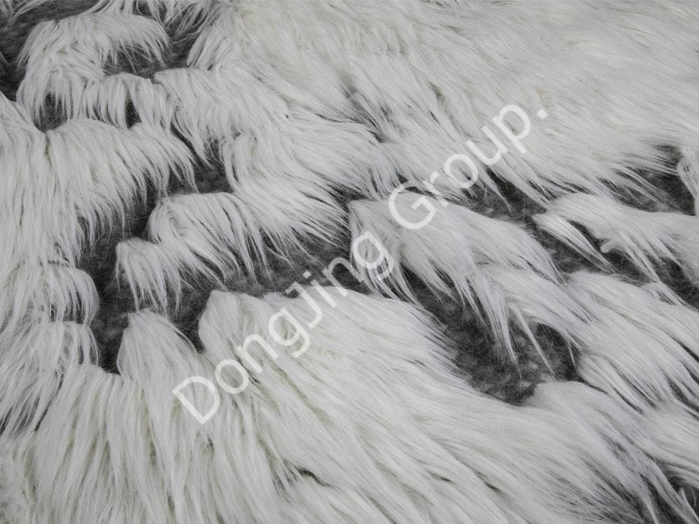 9W0925-Zorro antirizado gris ascensor blanco faux fur fabric