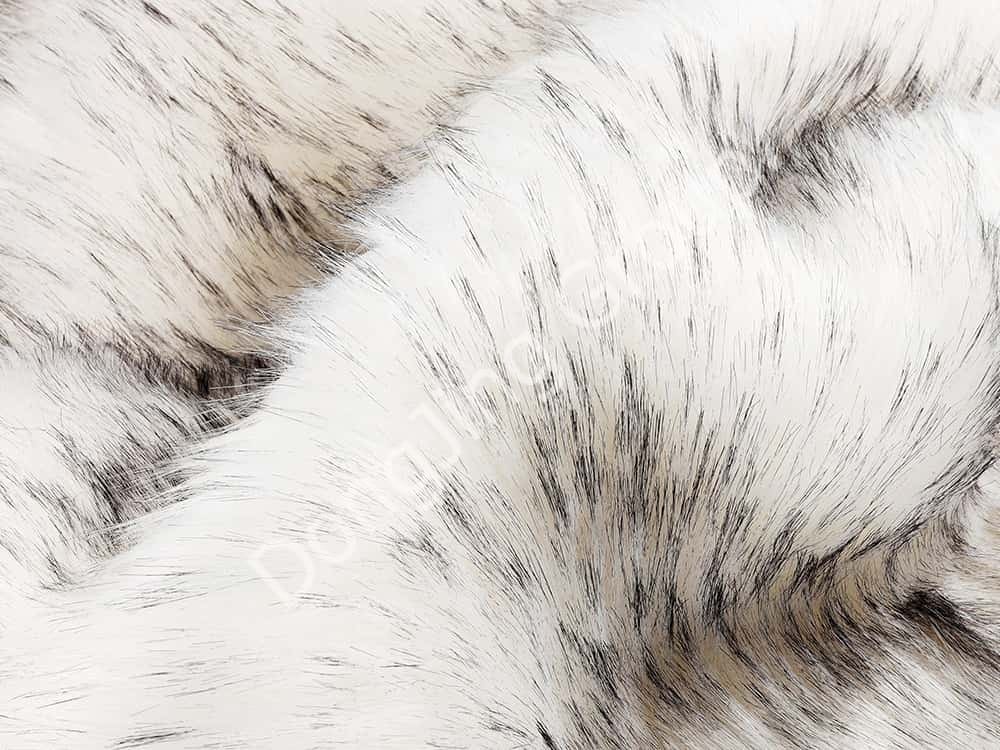 9W1127D-Blanco Timmy Blanco Impreso Pelo de mapache puntiagudo negro faux fur fabric