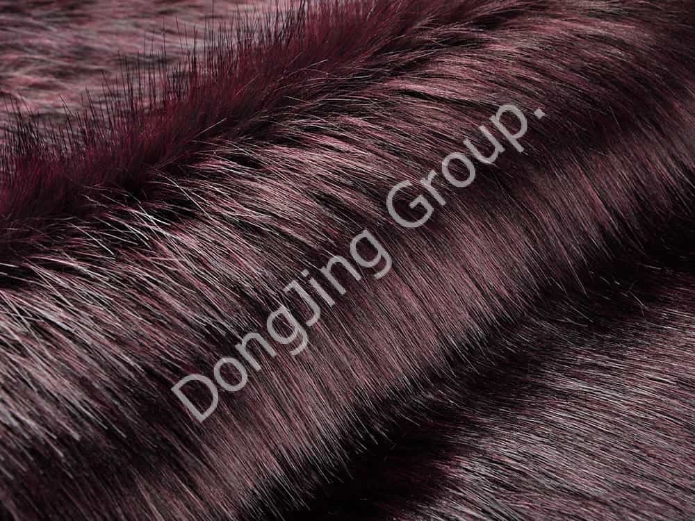 DP0663-Punta teñida gris oscuro y rojo vino faux fur fabric